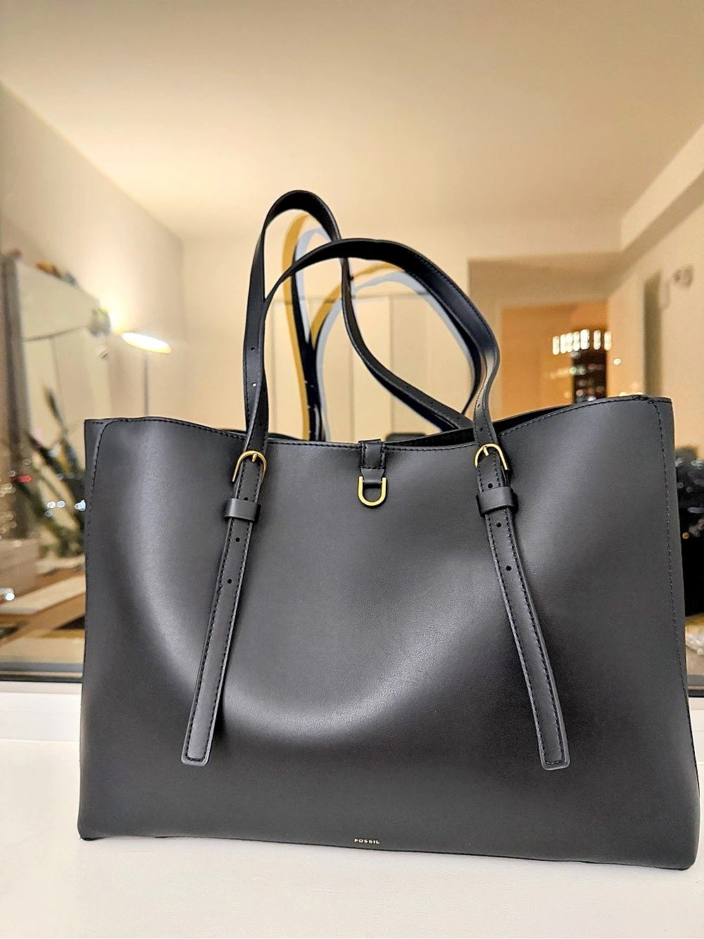 Fossil Evie Leather Tote Black